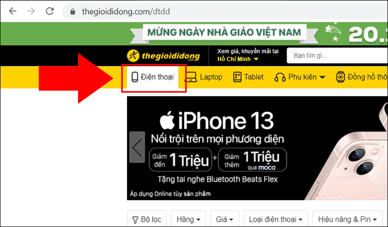 Chọn Điện thoại